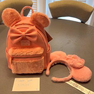 Loungefly Piglet Pink Mini Backback and Matching Ears - NWT